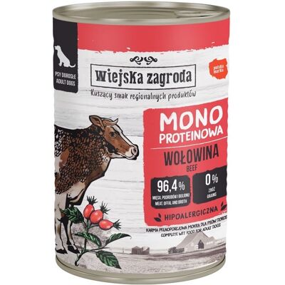 WIEJSKA ZAGRODA Hrana umedă monoproteică cu vită pentru câini 12x400 g WIEJSKA ZAGRODA Hrana umedă monoproteică cu vită pentru câini 12x400 g