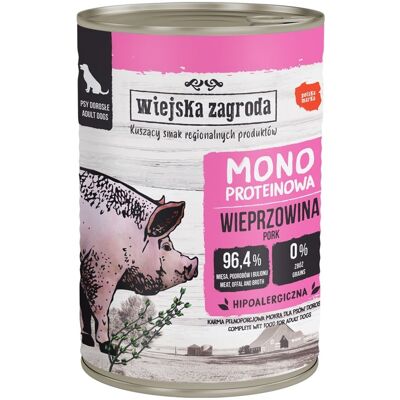 WIEJSKA ZAGRODA Hrana umeda monoproteica pentru caini, porc 12x400 g WIEJSKA ZAGRODA Hrana umeda monoproteica pentru caini, porc 12x400 g