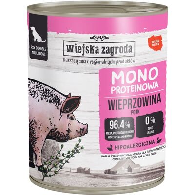 WIEJSKA ZAGRODA ZAGRODA Hrană umedă monoproteică cu porc pentru câini 6x800 g WIEJSKA ZAGRODA ZAGRODA Hrană umedă monoproteică cu porc pentru câini 6x800 g