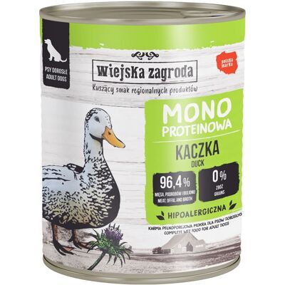 WIEJSKA ZAGRODA Hrana umedă monoproteică cu rață pentru câini 6x800 g WIEJSKA ZAGRODA Hrana umedă monoproteică cu rață pentru câini 6x800 g