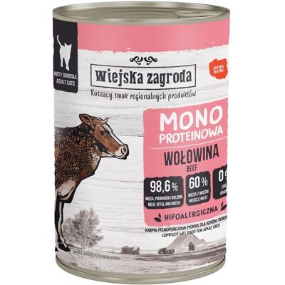 WIEJSKA ZAGRODA Hrană umedă monoproteică cu vită pentru pisici 12x400g WIEJSKA ZAGRODA Hrană umedă monoproteică cu vită pentru pisici 12x400g