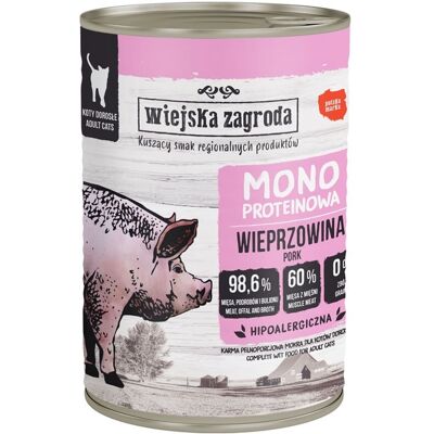 WIEJSKA ZAGRODA Hrana umedă monoproteică cu carne de porc pentru pisici 12x400 g WIEJSKA ZAGRODA Hrana umedă monoproteică cu carne de porc pentru pisici 12x400 g