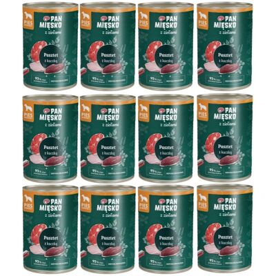 PAN MIĘSKO Hrană umedă câini adulți, pate rață hipoalergenică cu ierburi 12x400 g PAN MIĘSKO Hrană umedă câini adulți, pate rață hipoalergenică cu ierburi 12x400 g