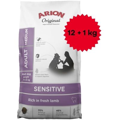 ARION Original Sensitive Medium 12+1 kg pentru câini de talie medie cu sistem digestiv sensibil ARION Original Sensitive Medium 12+1 kg pentru câini de talie medie cu sistem digestiv sensibil
