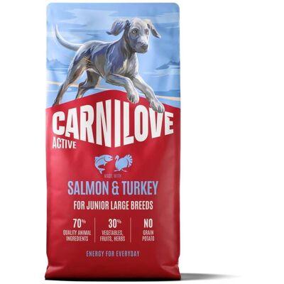 Hrană uscată 12 kg pentru câini juniori în creștere de rase mari CARNILOVE Active Dog Salmon & Turkey Junior Large Breeds somon și curcan Hrană uscată 12 kg pentru câini juniori în creștere de rase mari CARNILOVE Active Dog Salmon & Turkey Junior Large Breeds somon și curcan