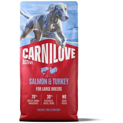 Hrană câini adulți de rasă mare 12 kg CARNILOVE Active Dog Salmon & Turkey Adult Large Breeds somon și curcan Hrană câini adulți de rasă mare 12 kg CARNILOVE Active Dog Salmon & Turkey Adult Large Breeds somon și curcan