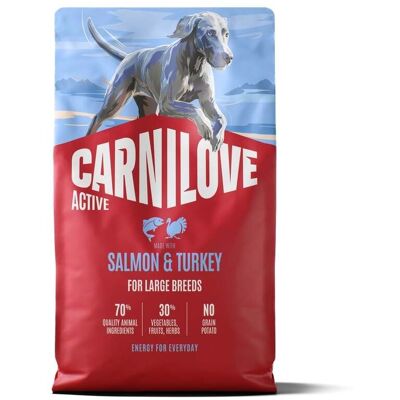 Hrană câini adulți talie mare CARNILOVE Active Dog Salmon & Turkey Adult Large Breeds 4 kg somon și curcan Hrană câini adulți talie mare CARNILOVE Active Dog Salmon & Turkey Adult Large Breeds 4 kg somon și curcan