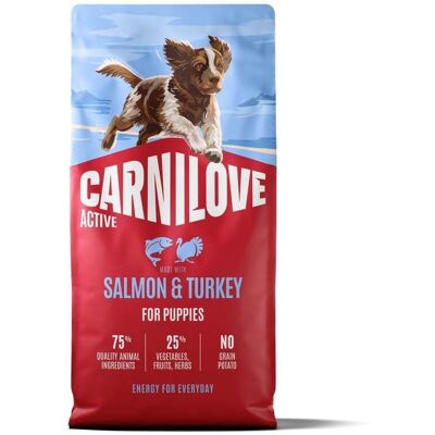 Hrană pui de câini 12 kg CARNILOVE Active Dog Salmon & Turkey Puppies, somon și curcan Hrană pui de câini 12 kg CARNILOVE Active Dog Salmon & Turkey Puppies, somon și curcan