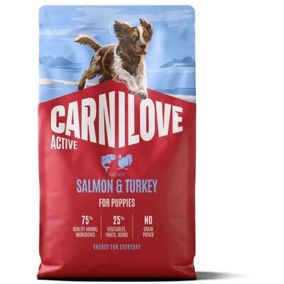 Hrană pui de câine CARNILOVE Active Dog Salmon & Turkey Puppies 4 kg somon și curcan Hrană pui de câine CARNILOVE Active Dog Salmon & Turkey Puppies 4 kg somon și curcan