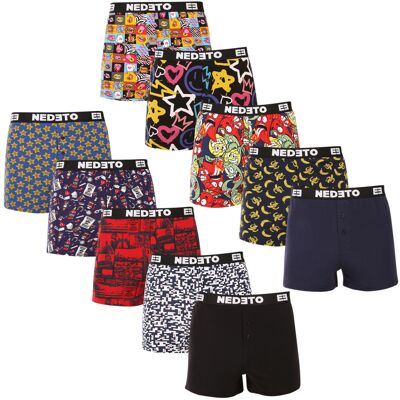 10PACK Boxeri largi bărbați Nedeto multicolori (10NGV01) 3XL 10PACK Boxeri largi bărbați Nedeto multicolori (10NGV01) 3XL