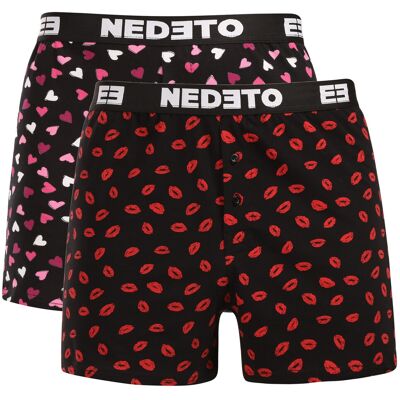 2PACK pantaloni scurți pentru bărbațiNedeto Sărut și inimioare multicolore (2NGVL01) M 2PACK pantaloni scurți pentru bărbațiNedeto Sărut și inimioare multicolore (2NGVL01) M