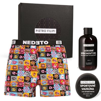 Set cadou pentru bărbați cu pantaloni scurți boxerNedeto și cosmetice Pietro Filipi (2NPGP1Z1L) XXL Set cadou pentru bărbați cu pantaloni scurți boxerNedeto și cosmetice Pietro Filipi (2NPGP1Z1L) XXL