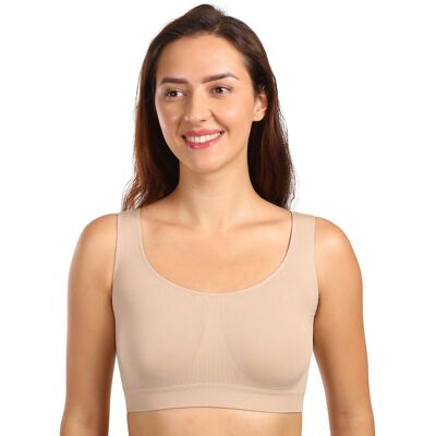Sutien pentru femei Moravec bej fără cusătură (Sport top) S/M Sutien pentru femei Moravec bej fără cusătură (Sport top) S/M