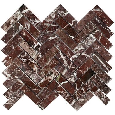 PIATRAONLINE Mozaic Marmura Rosso Levanto Chevron Polisata PIATRAONLINE Mozaic Marmura Rosso Levanto Chevron Polisata
