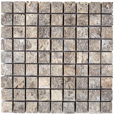 PIATRAONLINE Mozaic Travertin Silver Periat, 3 x 3 cm PIATRAONLINE Mozaic Travertin Silver Periat, 3 x 3 cm