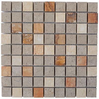 PIATRAONLINE Mozaic Mix Travertin Peach / Limestone Astoria / Marmura Crema Royal Periat, 3 x 3 cm PIATRAONLINE Mozaic Mix Travertin Peach / Limestone Astoria / Marmura Crema Royal Periat, 3 x 3 cm