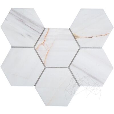 PIATRAONLINE Mozaic Marmura Calacatta Amber Hexagon XL Polisata, 30 x 20 cm PIATRAONLINE Mozaic Marmura Calacatta Amber Hexagon XL Polisata, 30 x 20 cm