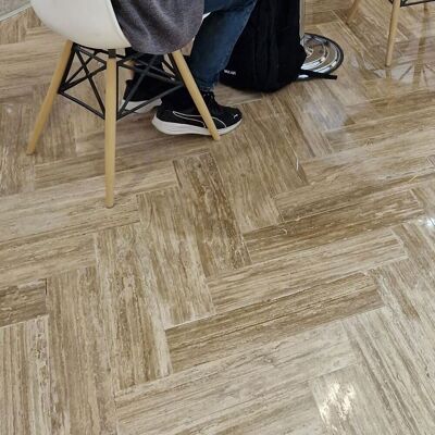 PIATRAONLINE Travertin Royal Walnut Vein Cut Parquet Periat, 14x55x1.2 cm PIATRAONLINE Travertin Royal Walnut Vein Cut Parquet Periat, 14x55x1.2 cm