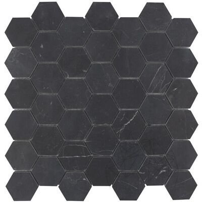 PIATRAONLINE Mozaic Marmura Nero Marquina Hexagon Mata PIATRAONLINE Mozaic Marmura Nero Marquina Hexagon Mata
