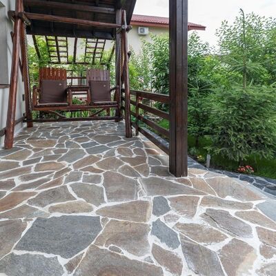 PIATRAONLINE Ardezie Poligonala Rusty Brown - Piatra Naturala pt. Interior / Exterior Fatade, Pavaje si Alei PIATRAONLINE Ardezie Poligonala Rusty Brown - Piatra Naturala pt. Interior / Exterior Fatade, Pavaje si Alei