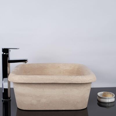 PIATRAONLINE Chiuveta Arco Travertin Classic SCAS2, 47 x 47 x 19 cm PIATRAONLINE Chiuveta Arco Travertin Classic SCAS2, 47 x 47 x 19 cm
