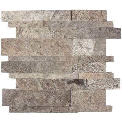 PIATRAONLINE Mozaic Travertin Silver 3D Wall Polisat PIATRAONLINE Mozaic Travertin Silver 3D Wall Polisat