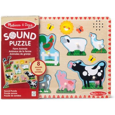 Melissa & Doug puzzle din lemn cu sunete animale de fermă Melissa & Doug puzzle din lemn cu sunete animale de fermă