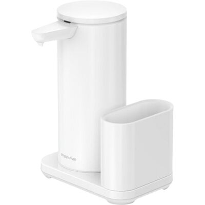 Simplehuman 414ml + suport pentru burete - oțel alb - Dozator de săpun fără contact Simplehuman 414ml + suport pentru burete - oțel alb - Dozator de săpun fără contact