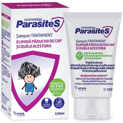 VIVA PHARMA Santaderm Parasites sampon tratament paduchi, 150 ml VIVA PHARMA Santaderm Parasites sampon tratament paduchi, 150 ml