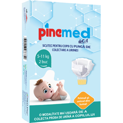 Scutec pentru copii cu punga pentru colectarea urinei, 5-11 kg, 2 bucati, PineMed Scutec pentru copii cu punga pentru colectarea urinei, 5-11 kg, 2 bucati, PineMed