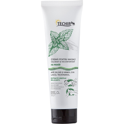 TECHIRGHIOL FARMA COSMETICS Crema pentru masaj calmant si reconfortant cu menta, 125 g, Techir TECHIRGHIOL FARMA COSMETICS Crema pentru masaj calmant si reconfortant cu menta, 125 g, Techir