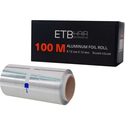 ETB Disposable Rolă Folie De Aluminiu Pentru Șuvițe 100m X 12cm X 12 Microni ETB Disposable Rolă Folie De Aluminiu Pentru Șuvițe 100m X 12cm X 12 Microni