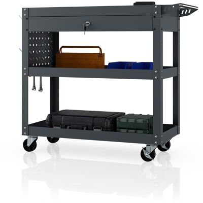 Domator24 Cărucior de atelier pentru scule cu sertar, pe roți, antracit, 800x800x380 mm: FRED Domator24 Cărucior de atelier pentru scule cu sertar, pe roți, antracit, 800x800x380 mm: FRED