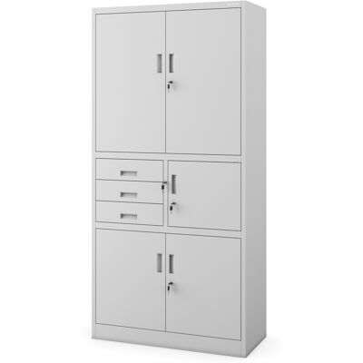 Domator24 Dulap de birou metalic cu seif și sertare gri, 900x1850x400 mm: FILIP II Domator24 Dulap de birou metalic cu seif și sertare gri, 900x1850x400 mm: FILIP II