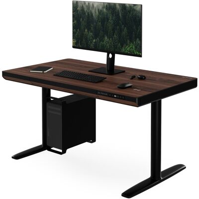Domator24 Birou electric sit-stand cu sertar și încărcător wireless Qi negru/nuc, 1200 mm: ELLIS Domator24 Birou electric sit-stand cu sertar și încărcător wireless Qi negru/nuc, 1200 mm: ELLIS