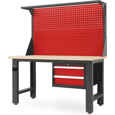 Domator24 Banc de lucru LOGAN, 1500 x 1700 x 750 mm, roșu-antracit Domator24 Banc de lucru LOGAN, 1500 x 1700 x 750 mm, roșu-antracit