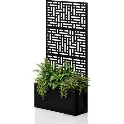 Domator24 Pergolă de grădină metalică cu jardinieră 3în1, negru, 900x1800x300 mm: ROSE Domator24 Pergolă de grădină metalică cu jardinieră 3în1, negru, 900x1800x300 mm: ROSE