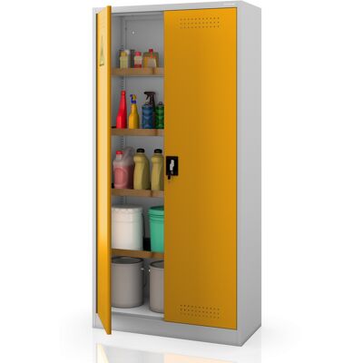 Domator24 Dulap pentru produse chimice cu ventilație și tăvi de scurgere gri-galben, 900x1850x400 mm: MARIA Domator24 Dulap pentru produse chimice cu ventilație și tăvi de scurgere gri-galben, 900x1850x400 mm: MARIA