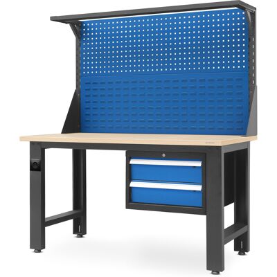 Domator24 Birou de atelier cu panou perforat antracit-albastru, 1500x1700x750 mm: LOGAN Domator24 Birou de atelier cu panou perforat antracit-albastru, 1500x1700x750 mm: LOGAN