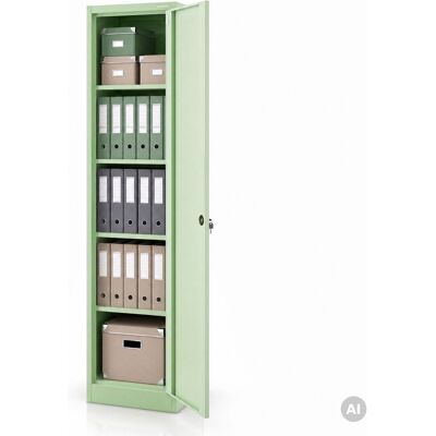 Domator24 Dulap de birou metalic pentru acte îngust verde pastel, 450x1850x400 mm: ALEX Fresh Style Domator24 Dulap de birou metalic pentru acte îngust verde pastel, 450x1850x400 mm: ALEX Fresh Style