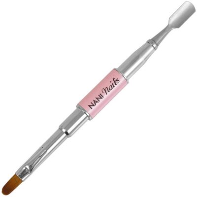 Pensulă NANI mărimea 6 + spatulă pentru polygel - Metallic Pink Pensulă NANI mărimea 6 + spatulă pentru polygel - Metallic Pink