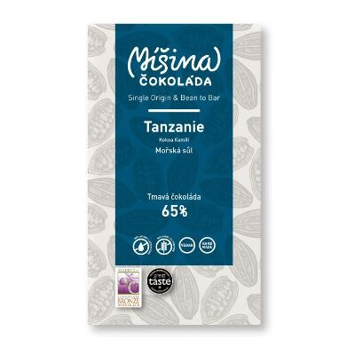 Míšina čokoláda Ciocolată Ciocolată mixtă, Tanzania cu sare de mare, 65% Míšina čokoláda Ciocolată Ciocolată mixtă, Tanzania cu sare de mare, 65%