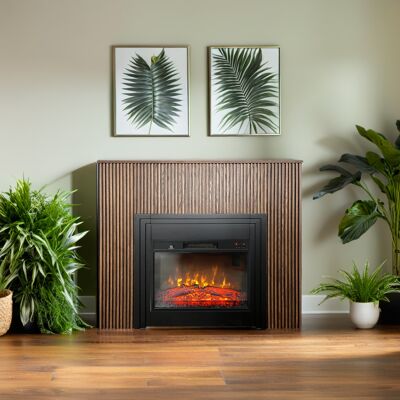 Semineu electric 3D cu riflaje ElectricSun LAMELIA stejar inchis, cu sunet, 3 culori, Wi-Fi cu APP internet, L120xH102cm Semineu electric 3D cu riflaje ElectricSun LAMELIA stejar inchis, cu sunet, 3 culori, Wi-Fi cu APP internet, L120xH102cm