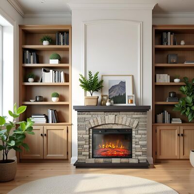 Semineu electric ElectricSun 3D AMBAR Stone, cu sunet, 3 culori, Wi-Fi cu APP internet, L107xH90cm Semineu electric ElectricSun 3D AMBAR Stone, cu sunet, 3 culori, Wi-Fi cu APP internet, L107xH90cm