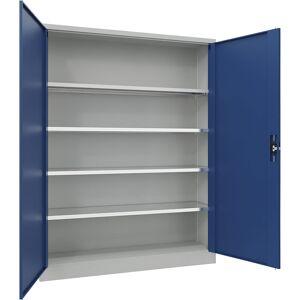 eurokraft pro Dulap din oțel cu uși batante, 4 polițe, lățime 1500 mm, î. x lăț. x ad. 1950 x 1500 x 400 mm, albastru gențiană eurokraft pro Dulap din oțel cu uși batante, 4 polițe, lățime 1500 mm, î. x lăț. x ad. 1950 x 1500 x 400 mm, albastru gențiană