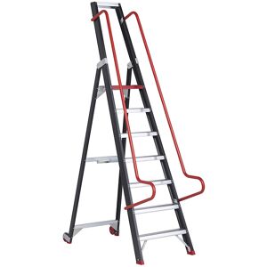 Altrex Scară mobilă pentru depozit și rafturi, cu mâini curente de siguranță, 7 trepte incl. platformă Altrex Scară mobilă pentru depozit și rafturi, cu mâini curente de siguranță, 7 trepte incl. platformă