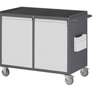 RAU Bancuri de lucru compacte, mobile, 2 uși, tavă metalică cu covoraș de cauciuc, antracit / gri deschis RAU Bancuri de lucru compacte, mobile, 2 uși, tavă metalică cu covoraș de cauciuc, antracit / gri deschis