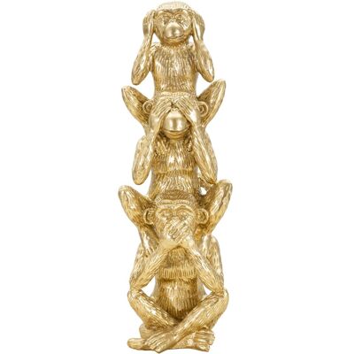 Figurina /sculptura decorativa Monkeys Tower, Mauro Ferretti, 10.5x30 cm, polirasina, auriu Figurina /sculptura decorativa Monkeys Tower, Mauro Ferretti, 10.5x30 cm, polirasina, auriu