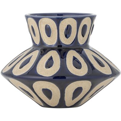 Vaza decorativa, Bloomingville, Bashir, 16x12 cm, ceramica, albastru Vaza decorativa, Bloomingville, Bashir, 16x12 cm, ceramica, albastru