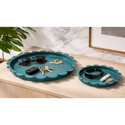 Set 2 tavi decorative, Mauro Ferretti, Saturn Round, 33x2 cm, metal, turcoaz Set 2 tavi decorative, Mauro Ferretti, Saturn Round, 33x2 cm, metal, turcoaz